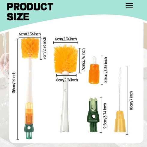 Hganxiu Cleaners,5-in-1 Bottle Brush Cleaner Water Bottle Brushes for Cleaning,Straw Brush Cleaner Extra Long Bottle