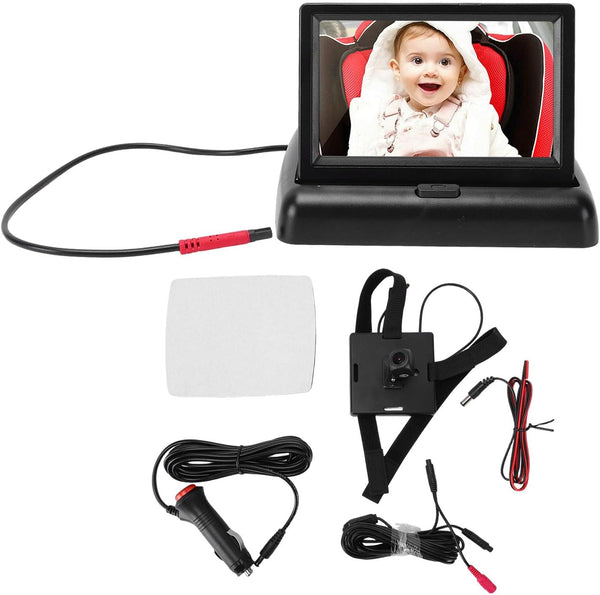 Mumusuki Baby Car Camera, 4.3 Inch Display 140 Wide Angle Lens Real Time