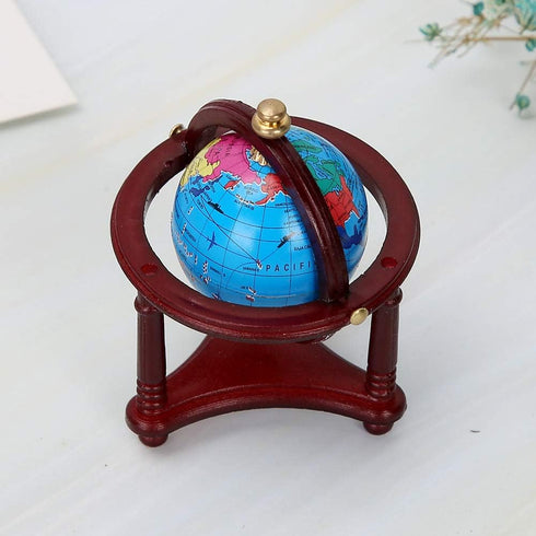 Dollhouse Mini Globe Decoration, Exquisite Appearance, Safe Rotatable for 1/12 Scale Doll (Mahogany)