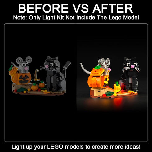 Upgraded Led Light Kit for LEGO Halloween Cat & Mouse Building Set, Compatible with LEGO 40570 (Model Not Included)