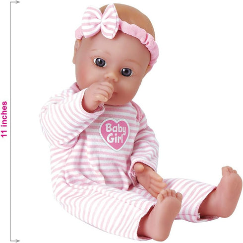 Adora Amazon Exclusive Soft & Cuddly Sweet Baby Girl Doll, 11” with Blue Eyes, Blonde Hair, Includes Headband