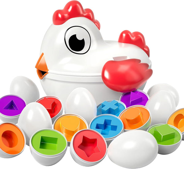 TEMI Toddler Chicken Easter Eggs - Color Matched Game Shape Sorter with