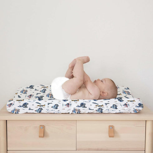 Watercolor Police Vehicles Changing Pad Covers, Car Motorcycle Helicopter Sheets for Boys, 32"x16" Soft Mat