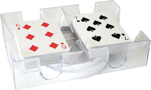 DNB Revolving Playing Card Tray - 2 Deck Plastic Rotating Canasta Card Holder