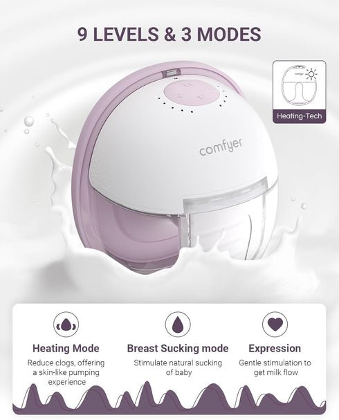 1 Pack comfyer Heated Wearable Breast Pump, Industry-Leading Heating Tech, Innovative Magnetic Charging Cable, App