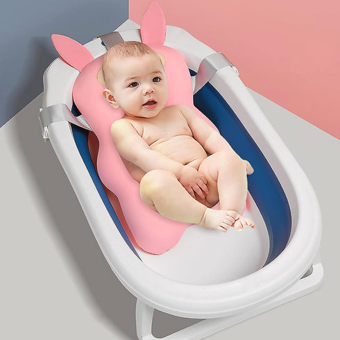 SONARIN 0-12 Baby Bath Pad,Non-Slip Baby Bath Cushion Mat Infant Floating Bathtub Pad Newborn Bath Tub Seat Mat Soft