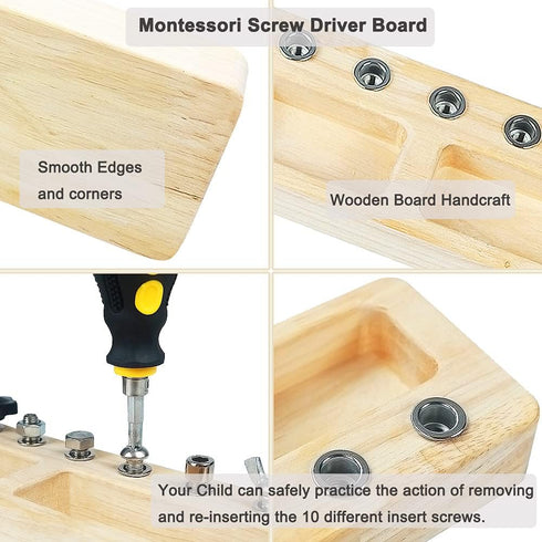 Yowlieu 14 Set, 3 4 5 Pcs Kids Montessori Screwdriver Board Wooden Screw Driver Activities Tools Montessori Toys