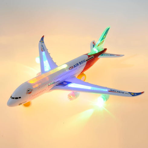 PowerTRC Kids Airplane Toys, Bump & Go Action Airplane with LED Light and Music, Gift for Boys Girls Ages 3-12