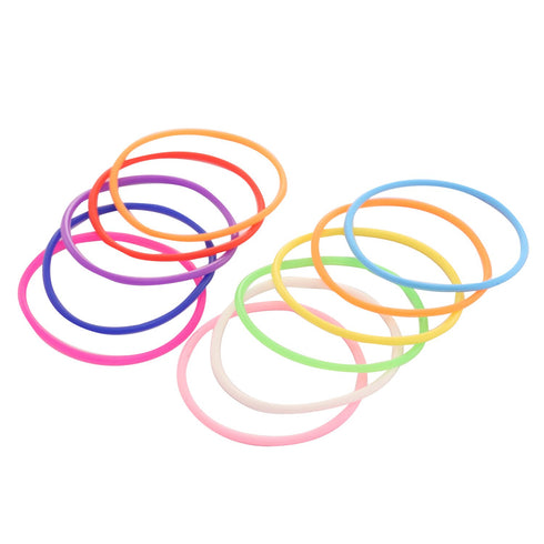 120 Pieces Silicone Jelly Bracelets, Glow Neon 80s Rubber Bracelets, Gel Gummy Elastic Hair Ties, 10 Colors.