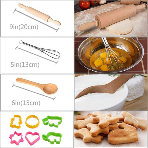 Chef Set for Kids - 13 Pcs Cooking and Baking Set with Apron, Chef Hat, Utensils, Gift for 3 Year Olds