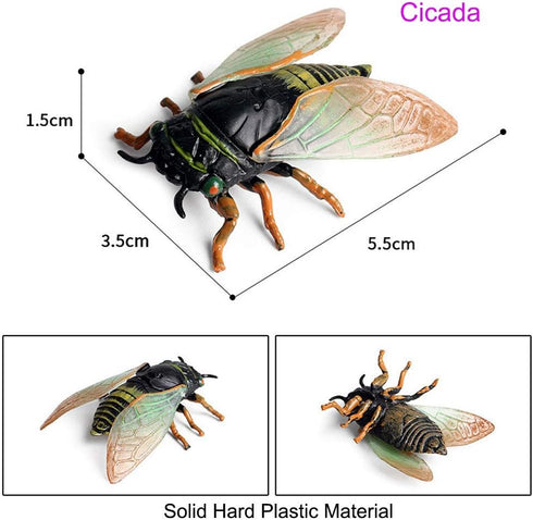 Animal Figures 3 pcs Realistic Plastic Golden Cicada Family, Educational Toys for Kids, Birthday Gift
