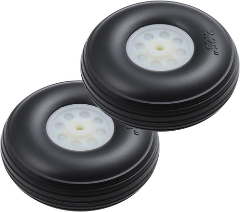 HobbyPark RC Airplane Wheels and Tires, PU with Plastic Hub, 2-Pack, 2.25"/F57mm