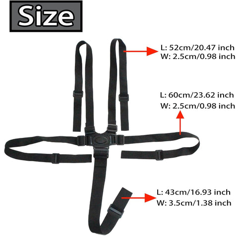 5 Universal Point Harness Strap, Adjustable Harness Belt, Safety Harness Seat Belt for High Chair/Pushchair/Stroller