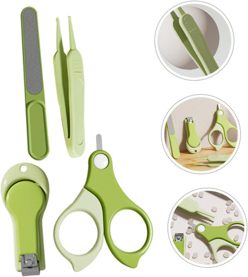 Set Trimmer Nail Clipper with Nail Filer and for Infants, Portable Green Grooming Kit for Newborns and Travel