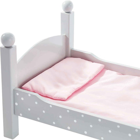 18 in. Doll Wooden Convertible Bunk Bed - Olivia's Little World, Gray with White Polka Dots and Pink Accents