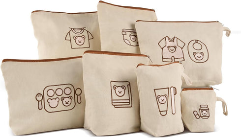 Mini Nomad 7PCs Diaper Bag Organizer Pouches for Baby Kids Travel Essential Storage, Large