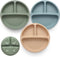 Eascrozn Toddler Plates 3 Pack, Divided Suction Plates for Baby, 100% Food