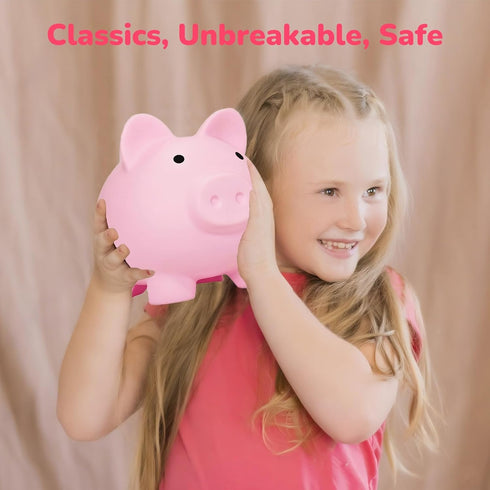 Piggy Bank for Sbrvaniy Piggy Coin Banks for Boys and Girls, My First Unbreakable Plastic Money Bank, S/M/L Size