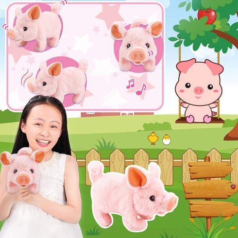 Liberty Imports My Pet Pig, Electronic Plush Piggy Toy Piglet that Walks, Wags Tail, Wiggles Nose, and Makes Oink