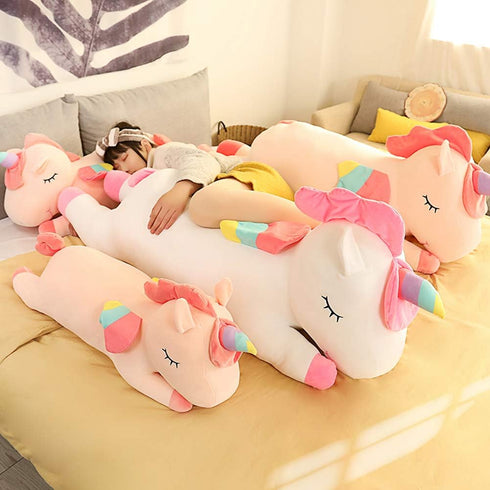 Unicorn Stuffed Animal, Soft Plush Hugging Pillow Toy for Kids, White, 19.6 in