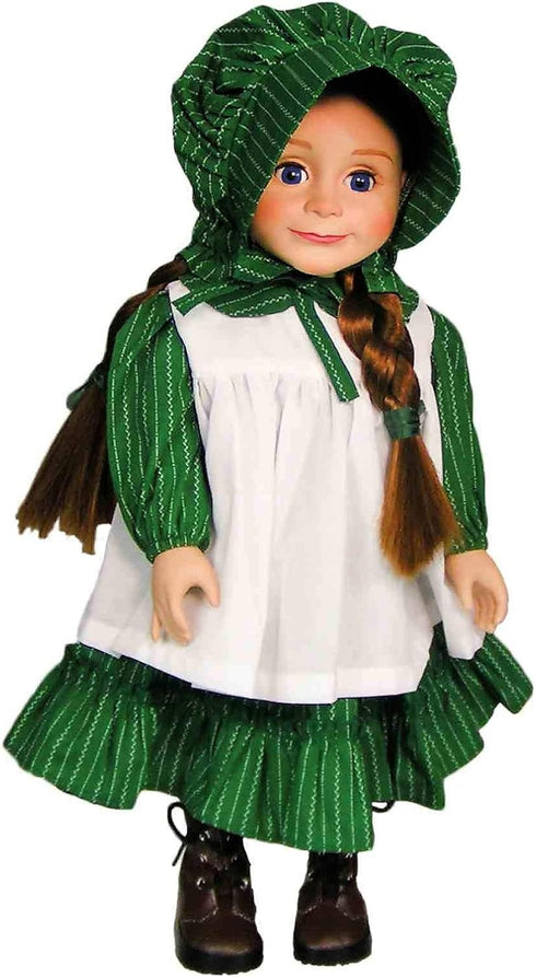 18 Inch Doll Clothes by THE QUEEN'S TREASURES - Little House On The Prairie Apron & Bonnet Set