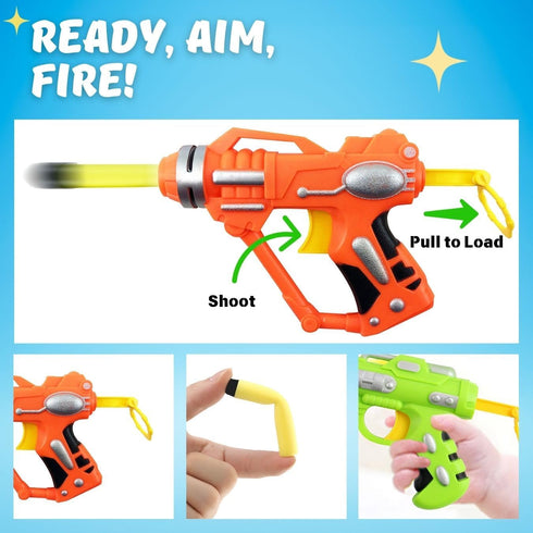 6 Pack Mini Foam Dart-Firing Blasters - Micro Toy Guns with 36 Darts, Nerf Compatible Bulk Party Favors for Kids
