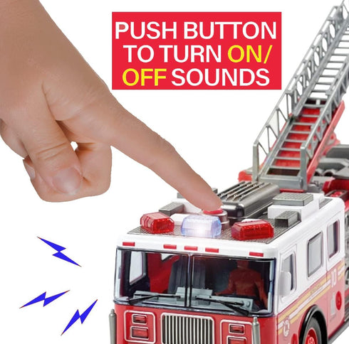 14" Liberty Imports RC Fire Truck - Big Remote Control Toy Fire Truck - Rescue Fire Engine with Flashing Lights