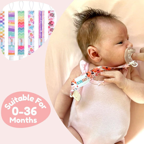 6 Pack 6DBP06 ALVABABY Baby Pacifier Clips Paci Universal Holder Leash Pacifier Clip Binky Holder for Teether Soothie
