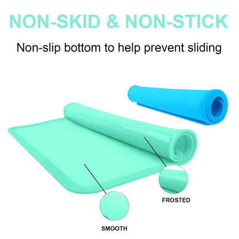 Kids Placemats, Silicone Baby Placemats for Toddler Children, Reusable Non-Slip Table Mats, 2 Pack, Blue/Baby Green