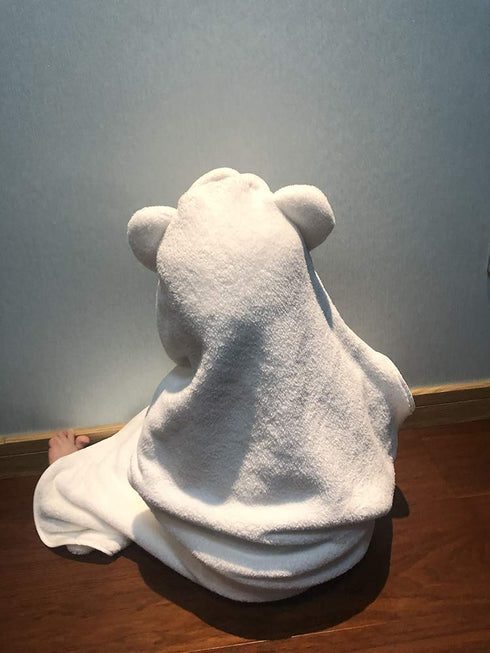 ESTAMICO Unisex Baby Plush Hooded Bath Towels with Embroidery Cross and Cute Ears for Infants, Toddlers & Kids