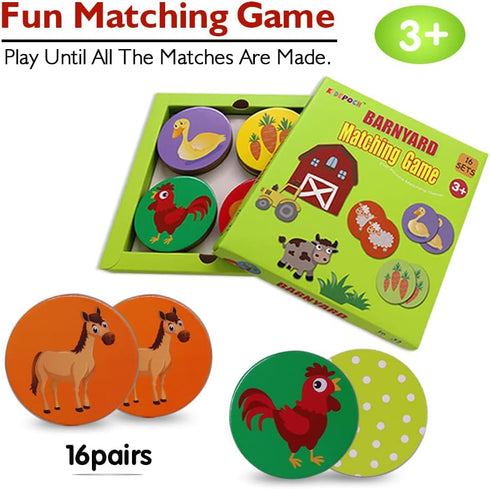 KiDEPOCH Memory Match Game – 16 Matching Pairs, Non Toxic Educational Game for Kids, Toddlers, 3 Years Old