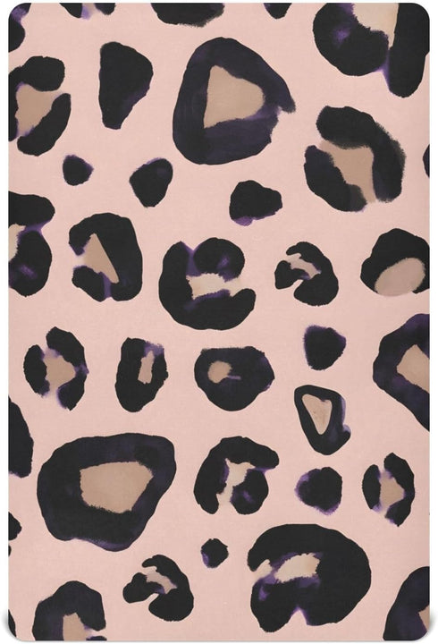 SUABO Leopard Print Cheetah Pink Crib Sheets Stretchy Portable Sheets for Baby Toddler