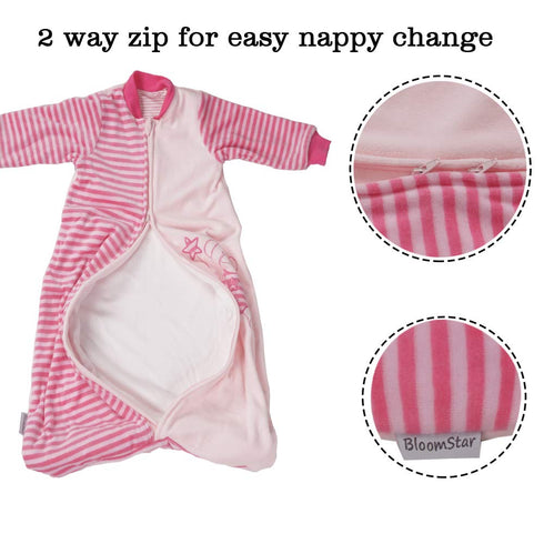 2-Way 2.0, 9-12 12-18 4 Soft,Cozy Baby Sleep Sack - Long Sleeve Cotton Velvet Wearable Blanket for Girl and Toddlers