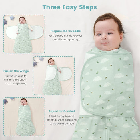 1.0 0-6 Baby Swaddle Sleep Sack, Tog New-Parent-Friendly Swaddle for Newborns & infant Months Baby Wearable Blanket