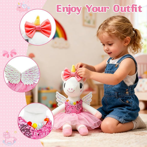 BOLZRA 4-6, Playset, 3 Set Ballerina Unicorn Toys for Girls Age Unicorn Stuffed Animal Dolls Ballet Princess Dress Up