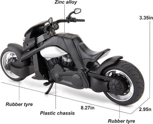 BDTCTK 1:12 Compatible for Travertson V-rex Motorcycle Toy Car, Model Car, Collection and Decoration Gift Toy for Adults and Kids Boy Girl (Black)