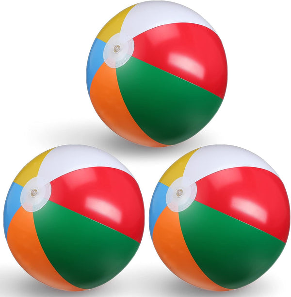 3 Pcs 12 Inch Inflatable Beach Balls - Swimming Pool Balls for Outdoor Activity and Summer Party Favors