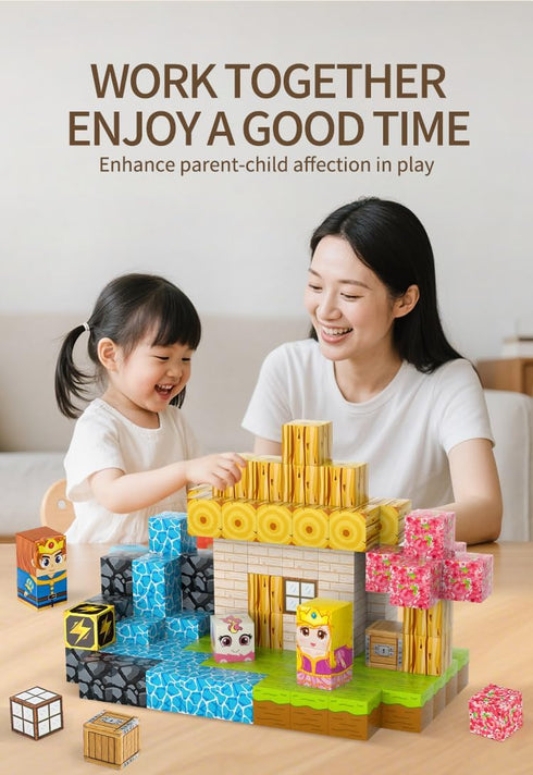 FXLYNAF 84-Piece 0.8in Set, Magnetic Blocks, Build Prince&Princess Magnet Game Stacking Building Blocks Cubes Magnets
