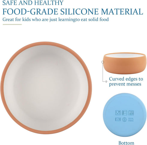 8PCS Silicone Baby Plates, Bowls & Utensils Set - Safe & Durable for Toddlers 1-3, Ideal for Infant Feeding &