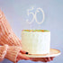 50 Cake Topper 50th Anniversary Birthday Wedding Diamond Cake Decoration for Women, Silver