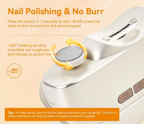 VOYISA Trimmer 2-in-1 2-Speed Electric Nail Clipper for Baby, Seniors, Kids, Automatic Finger Nail Cutter Machine