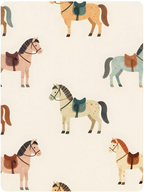 CZXW 52" 28" Colorful Horses Crib Sheets Fitted x Natural Cotton Soft & Breathable for Baby Crib Mattress