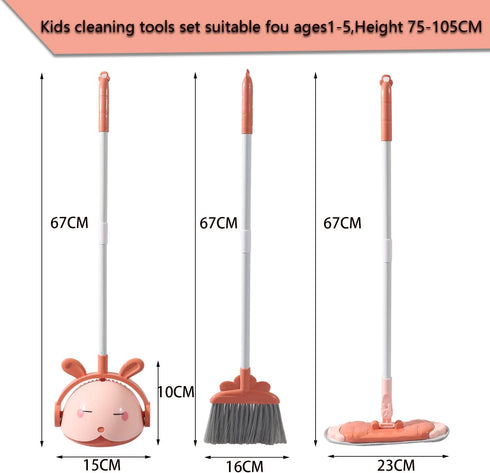 Kids Cleaning Toy Set, Mini Child Broom, Mop and Dustpan, Little Housekeeping Helper Set ,Pretend Home Cleaning Play Set for Toddler Age 1-5,6pcs (Pink)