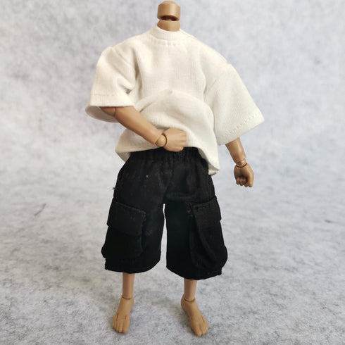 1/12 Scale Male Clothes, Men's T-Shirt and Pants for 6 Inch Action Figure Body Doll (A)