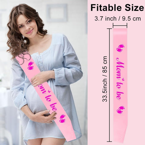 Goqaoix Mommy Mommy Mommy To Be Sash For Gender Reveal, Pink To Be Sash For Baby Shower Decorations, Pink Sashes