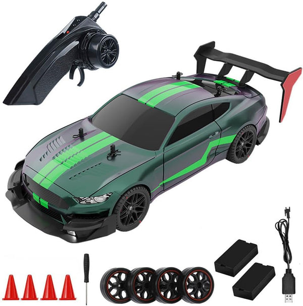 RC Drift Car - 1:14 Remote Control Car, 4WD 40KM/H High Speed Racing Car with LED Lights, 2 Batteries
