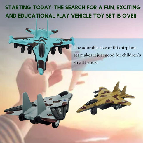 CORPER TOYS Airplane Toys Set, Die Cast Metal Military Fighter Jets, Pullback Plane Model, Pack of 4