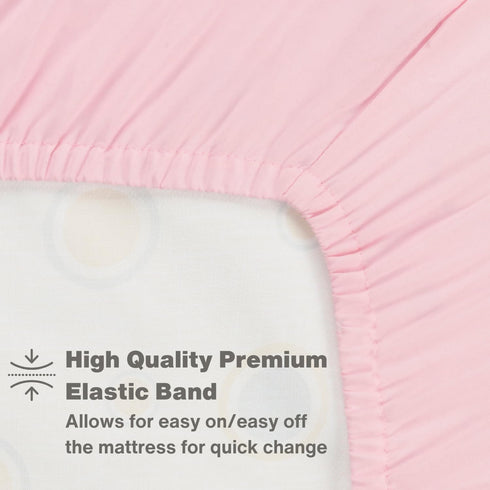 Everyday Kids 2-Pack Fitted Crib Sheets, 100% Soft Microfiber Baby Sheet, Pink and White Nursery Sheets