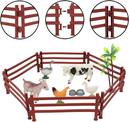 Realistic Farm Animal Figures Toys, 44 Pcs Plastic Playset with Mini Farm Animal Cake Toppers for Kids