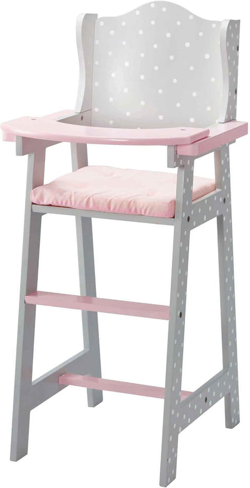 Doll High Chair for Baby Dolls - Olivia's Little World Wooden Play Furniture for 16" to 18" Dolls
